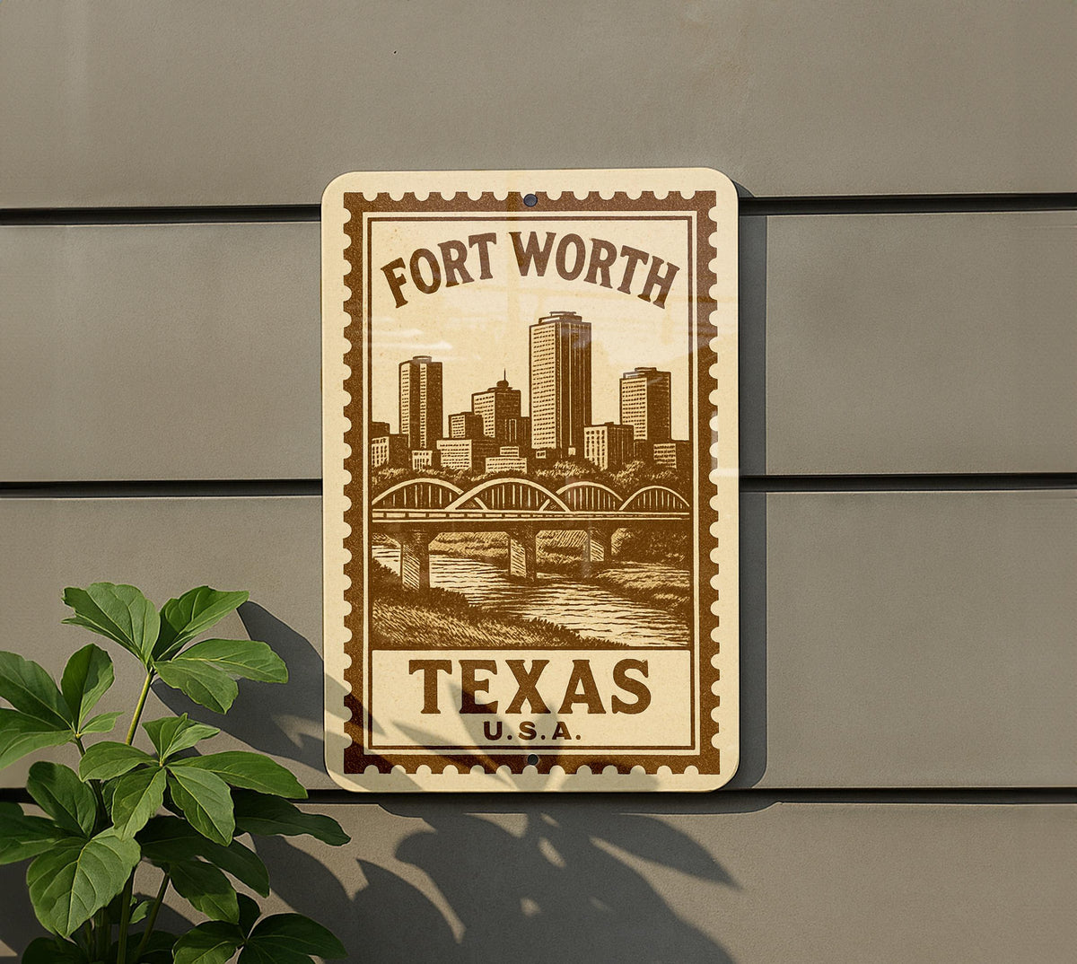 Fort Worth Texas Stamp Style Metal Sign – Vintage Wall Art Décor, Rustic Texas State Souvenir Gift — photo 5