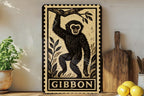 Gibbon  Metal Sign – Vintage Stamp Style Wall Art, Primate Decor, Rustic Jungle Animal Tin Sign for Home or Cabin — photo 2