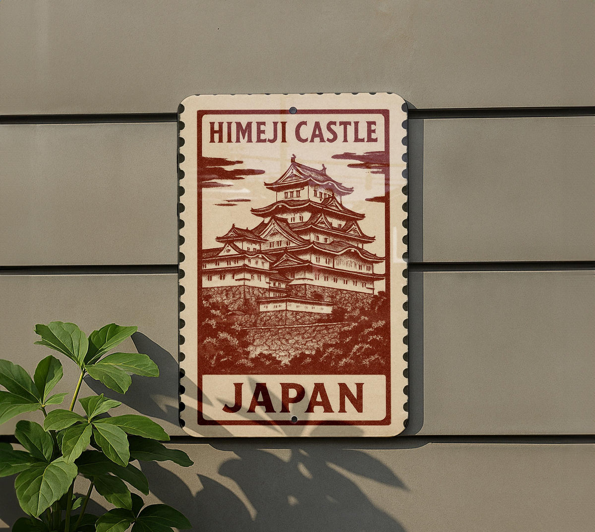 Himeji Castle Japan Metal Sign – Vintage Stamp Style Wall Art, Japanese Landmark Decor, Aluminum Plaque — photo 5