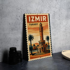 Izmir Turkey Metal Sign – Vintage Stamp Style Wall Art, Travel Poster Decor, Retro Turkish City Souvenir Sign — photo 4