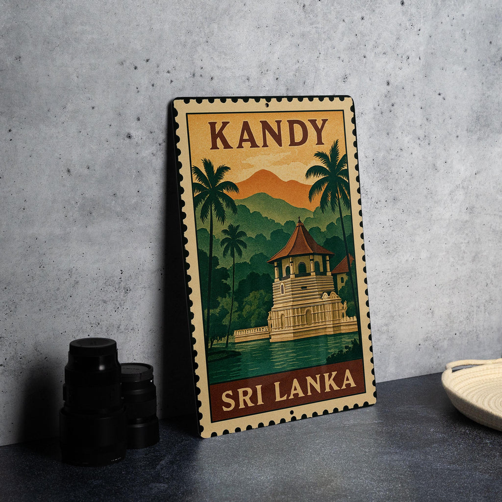 Kandy Sri Lanka Metal Sign – Vintage Stamp Style Wall Art, Travel Poster Decor, Rustic Home or Office Gift — photo 4