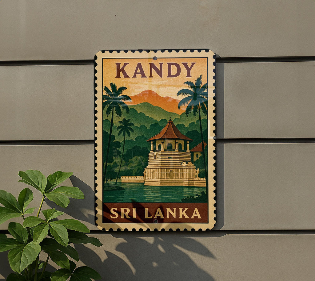 Kandy Sri Lanka Metal Sign – Vintage Stamp Style Wall Art, Travel Poster Decor, Rustic Home or Office Gift — photo 5