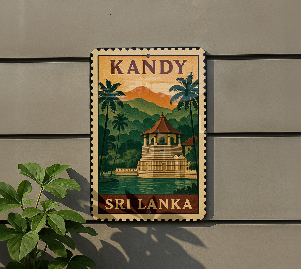 Kandy Sri Lanka Metal Sign – Vintage Stamp Style Wall Art, Travel Poster Decor, Rustic Home or Office Gift — photo 5