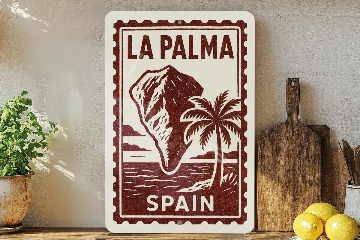 La Palma Spain Metal Sign – Vintage Stamp Style Wall Art, Travel Poster Decor for Home or Office — photo 2