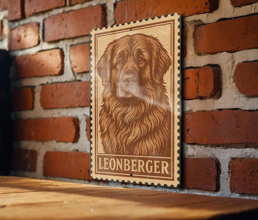 Leonberger Dog Stamp Art Metal Sign – Vintage-Style Wall Decor for Dog Lovers, Rustic Home or Kennel Gift — photo 1