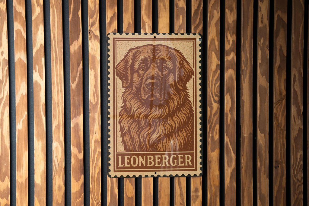 Leonberger Dog Stamp Art Metal Sign – Vintage-Style Wall Decor for Dog Lovers, Rustic Home or Kennel Gift — photo 2