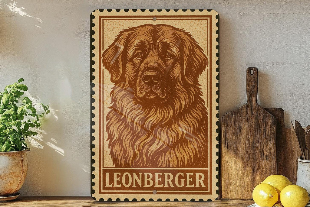 Leonberger Dog Stamp Art Metal Sign – Vintage-Style Wall Decor for Dog Lovers, Rustic Home or Kennel Gift — photo 3