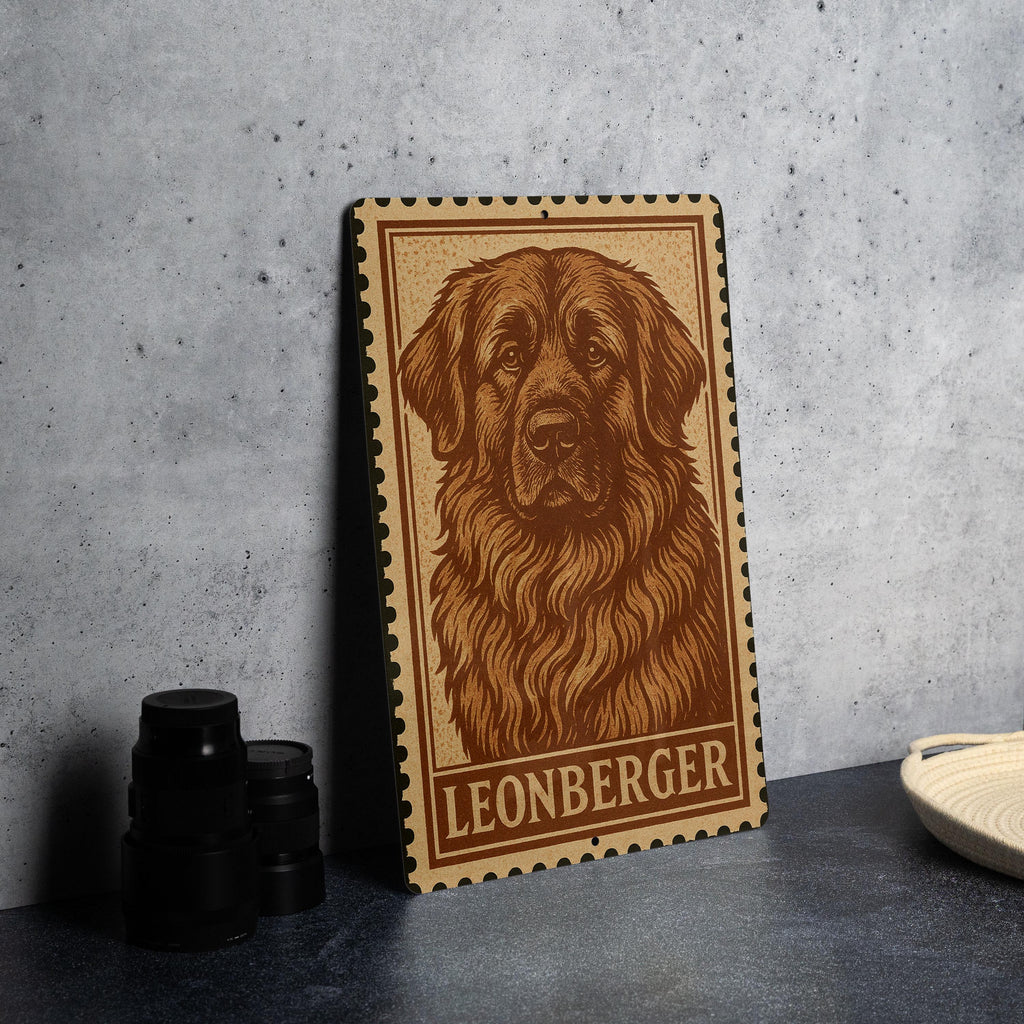 Leonberger Dog Stamp Art Metal Sign – Vintage-Style Wall Decor for Dog Lovers, Rustic Home or Kennel Gift — photo 4