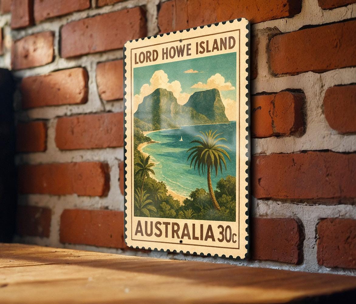 Lord Howe Island Australia Metal Sign – Vintage Travel Stamp Style Wall Art for Home, Office, or Beach House Decor — photo 2