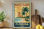 Marco Island Florida Metal Sign – Vintage Stamp Style Wall Art, Rustic Beach Home Decor, USA Travel Souvenir Plaque — photo 3