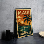 Maui Hawaii Stamp Style Metal Sign – Vintage Travel Wall Art, Tropical USA Souvenir Decor for Home or Office — photo 4