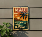 Maui Hawaii Stamp Style Metal Sign – Vintage Travel Wall Art, Tropical USA Souvenir Decor for Home or Office — photo 5