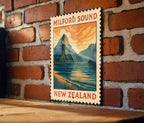 Milford Sound New Zealand Metal Sign – Vintage Travel Poster Style Wall Art, Retro Stamp Design Home Decor Plaque — photo 2