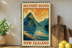 Milford Sound New Zealand Metal Sign – Vintage Travel Poster Style Wall Art, Retro Stamp Design Home Decor Plaque — photo 3
