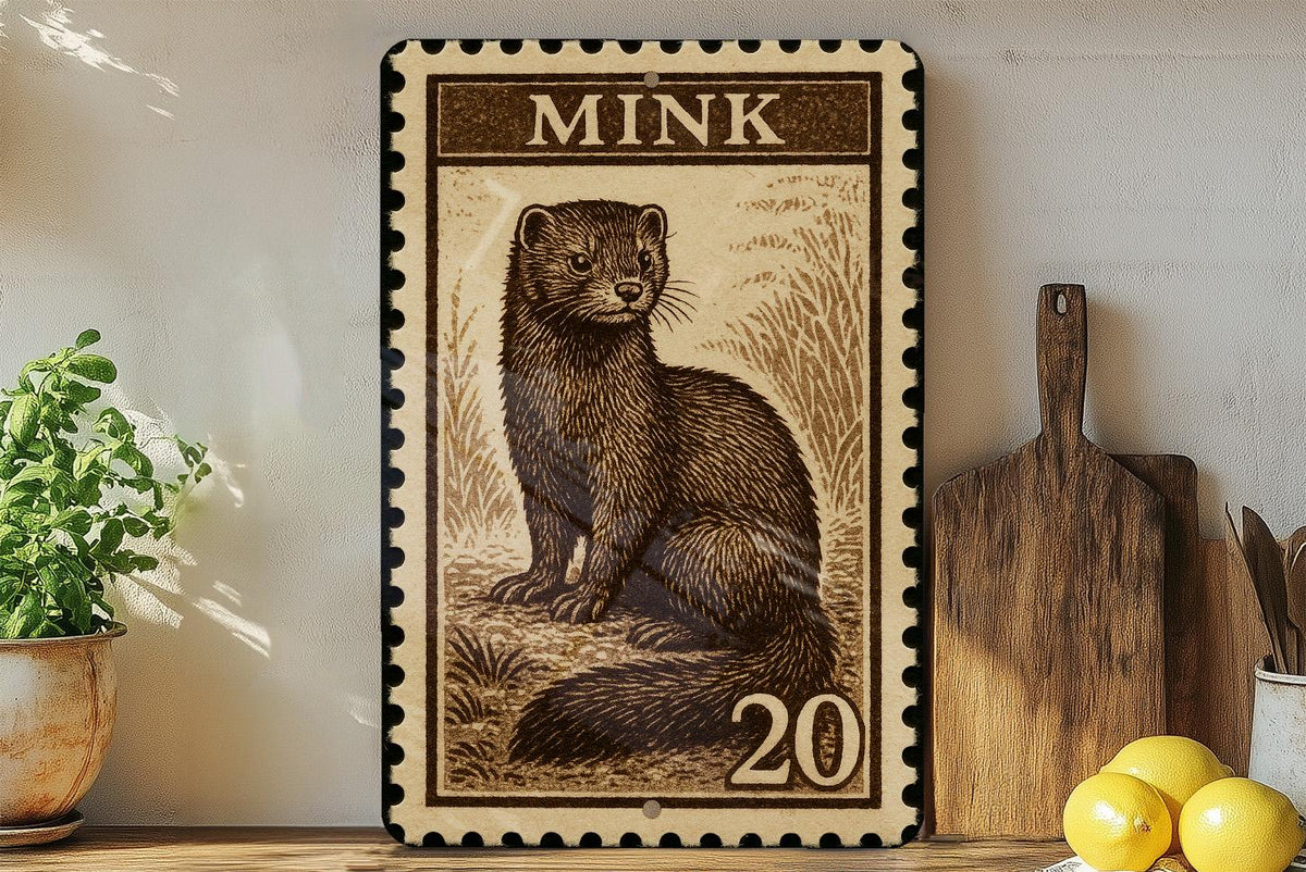 Vintage Mink  Metal Sign – Retro Stamp Style Wall Art for Garage, Bar, Man Cave, Rustic Home Decor — photo 3