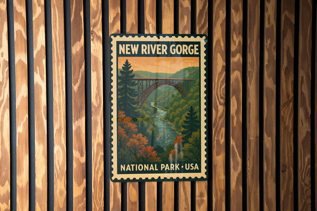 New River Gorge National Park Metal Sign – Vintage Stamp Style Wall Art for Home, Cabin, or RV Décor — photo 1