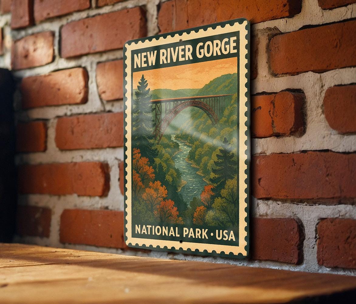 New River Gorge National Park Metal Sign – Vintage Stamp Style Wall Art for Home, Cabin, or RV Décor — photo 3