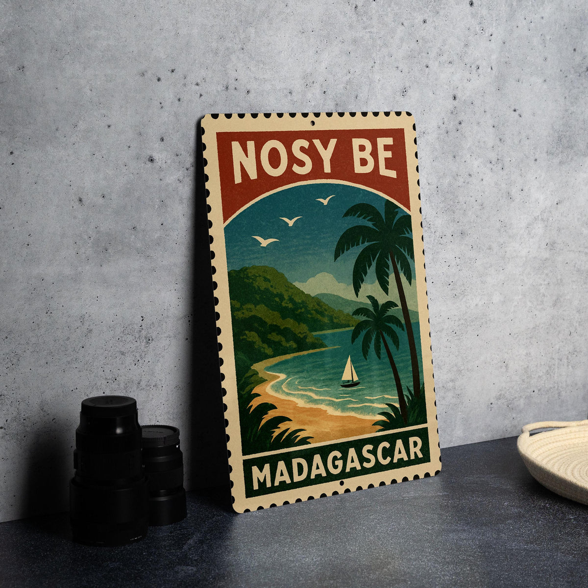 Nosy Be Madagascar Metal Sign – Vintage Travel Stamp Style Wall Art, Tropical Island Decor, Aluminum Plaque — photo 4