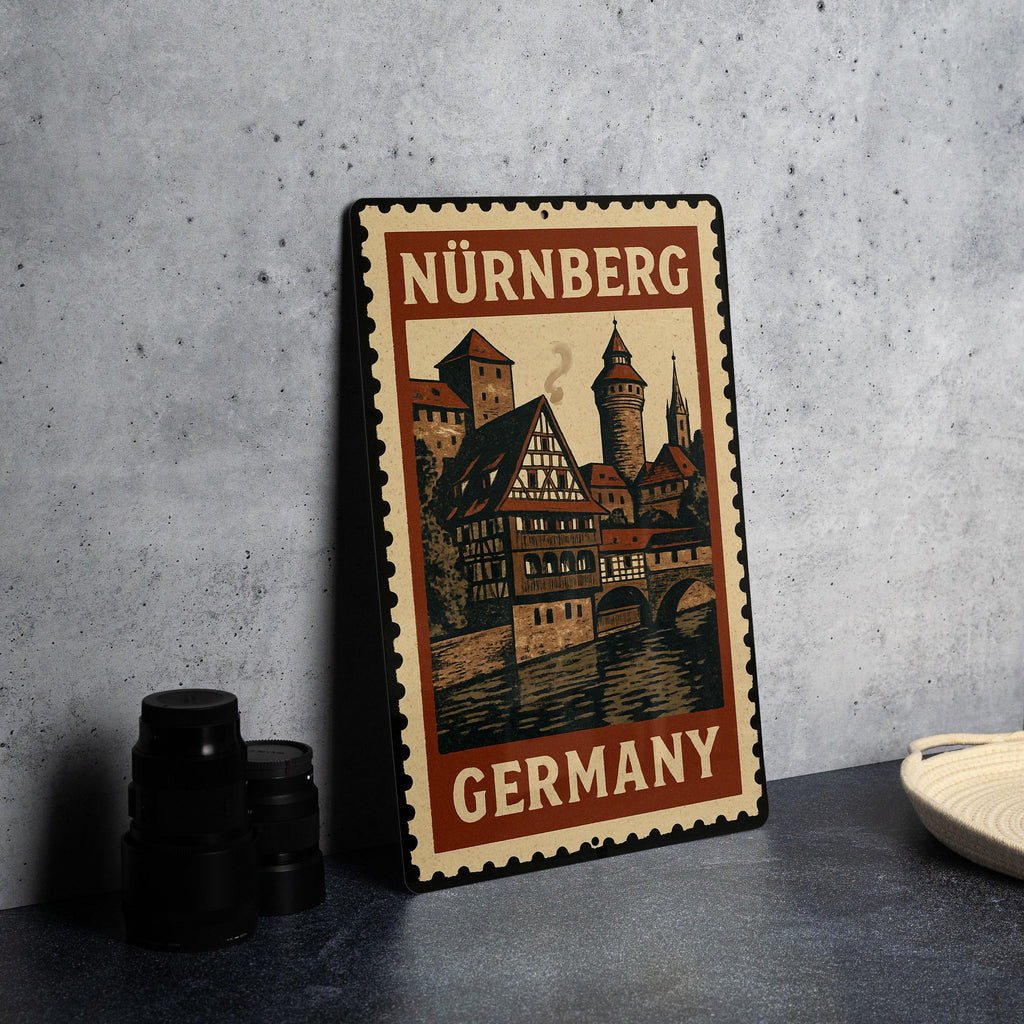 Nuremberg Germany Metal Wall Art – Vintage Travel Stamp Style Tin Sign for Home or Office Decor — photo 4