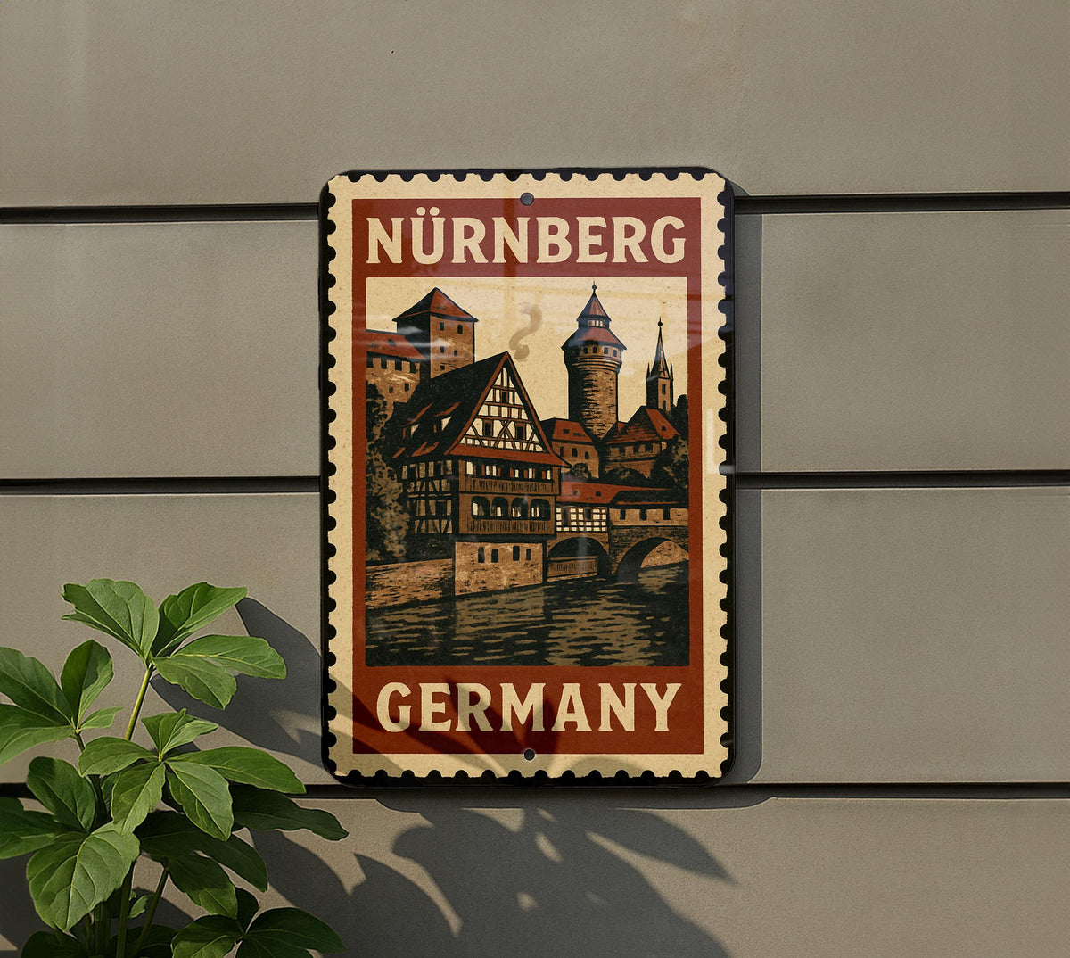 Nuremberg Germany Metal Wall Art – Vintage Travel Stamp Style Tin Sign for Home or Office Decor — photo 5
