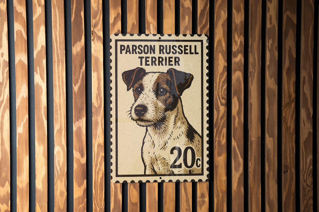Parson Russell Terrier Dog Metal Sign – Vintage Stamp Style Wall Art for Home, Farmhouse, Porch or Dog Lover Gift — photo 3