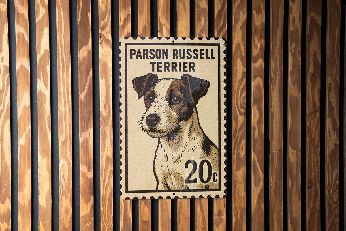 Parson Russell Terrier Dog Metal Sign – Vintage Stamp Style Wall Art for Home, Farmhouse, Porch or Dog Lover Gift — photo 3