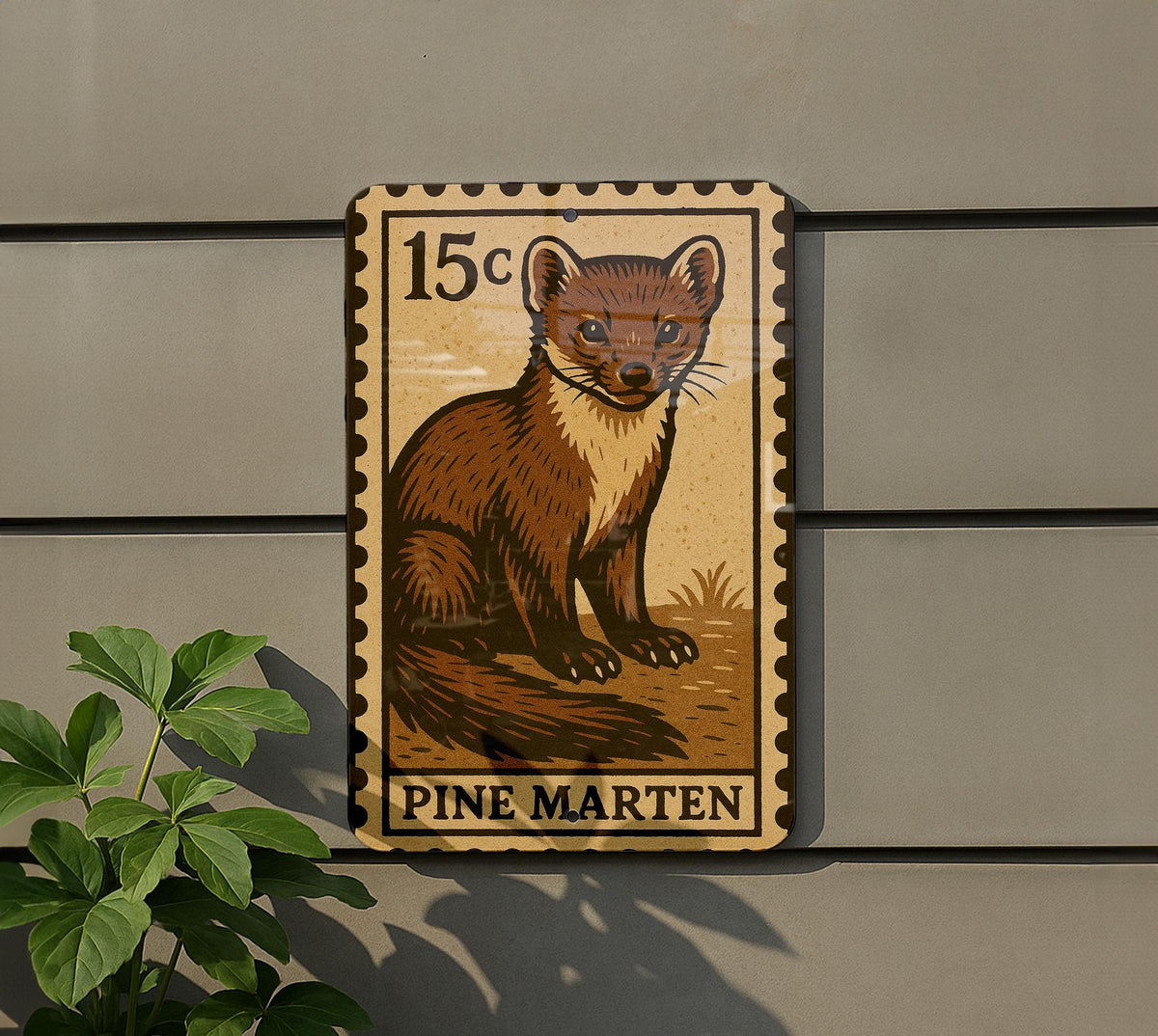 Pine Marten Metal Sign – Vintage Stamp Style Wall Art, Wildlife Decor for Cabin, Rustic Lodge or Nature Lovers — photo 5