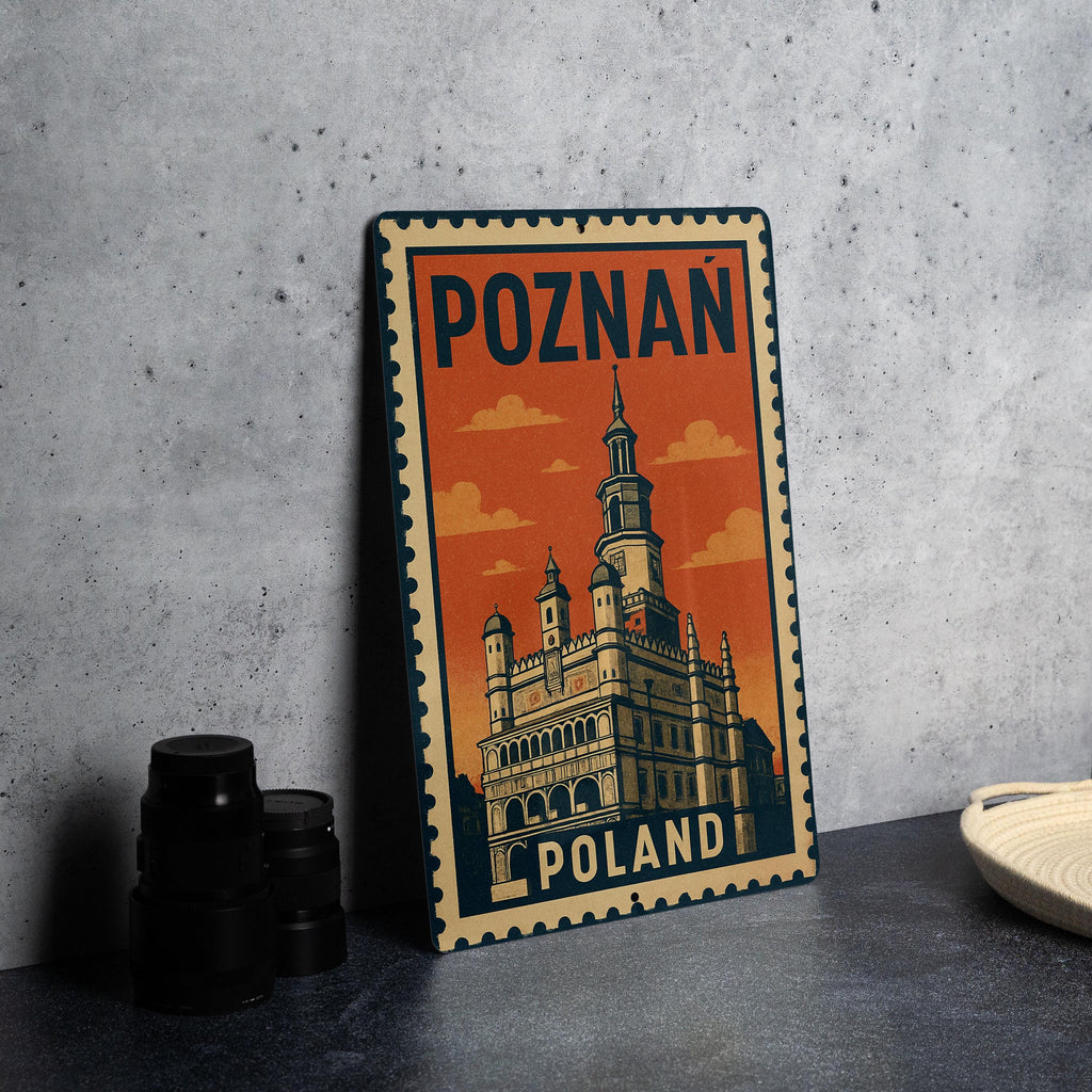 Poznan Poland Stamp Style Wall Art – Vintage Travel Metal Sign for Home Decor or Gift — photo 4