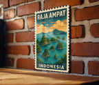 Raja Ampat Indonesia Metal Sign – Vintage Stamp Style Wall Art, Tropical Travel Decor, Tin Sign for Home or Office — photo 2