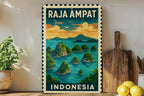 Raja Ampat Indonesia Metal Sign – Vintage Stamp Style Wall Art, Tropical Travel Decor, Tin Sign for Home or Office — photo 3