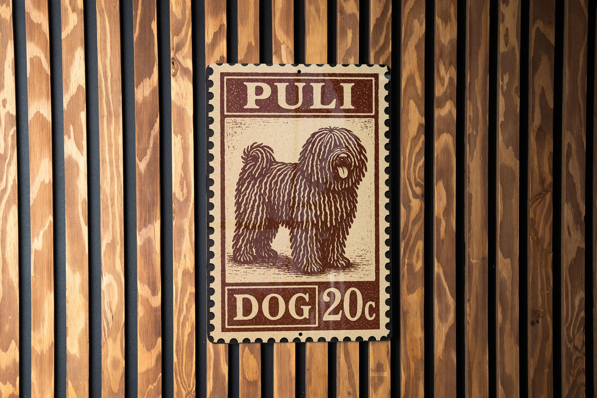 Puli Dog Metal Sign Vertical – Rustic Stamp Style Wall Art, Farmhouse Pet Decor, Vintage Dog Lover Gift for Home or Kennel — photo 2