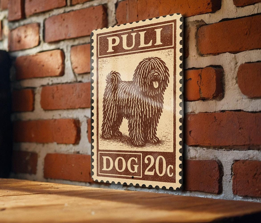 Puli Dog Metal Sign Vertical – Rustic Stamp Style Wall Art, Farmhouse Pet Decor, Vintage Dog Lover Gift for Home or Kennel — photo 3