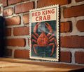 Red King Crab Stamp Art Metal Sign – Vertical Nautical Wall Decor for Kitchen, Bar, Beach House, Coastal Seafood Lovers — photo 1
