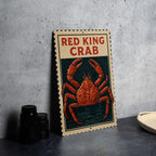Red King Crab Stamp Art Metal Sign – Vertical Nautical Wall Decor for Kitchen, Bar, Beach House, Coastal Seafood Lovers — photo 4