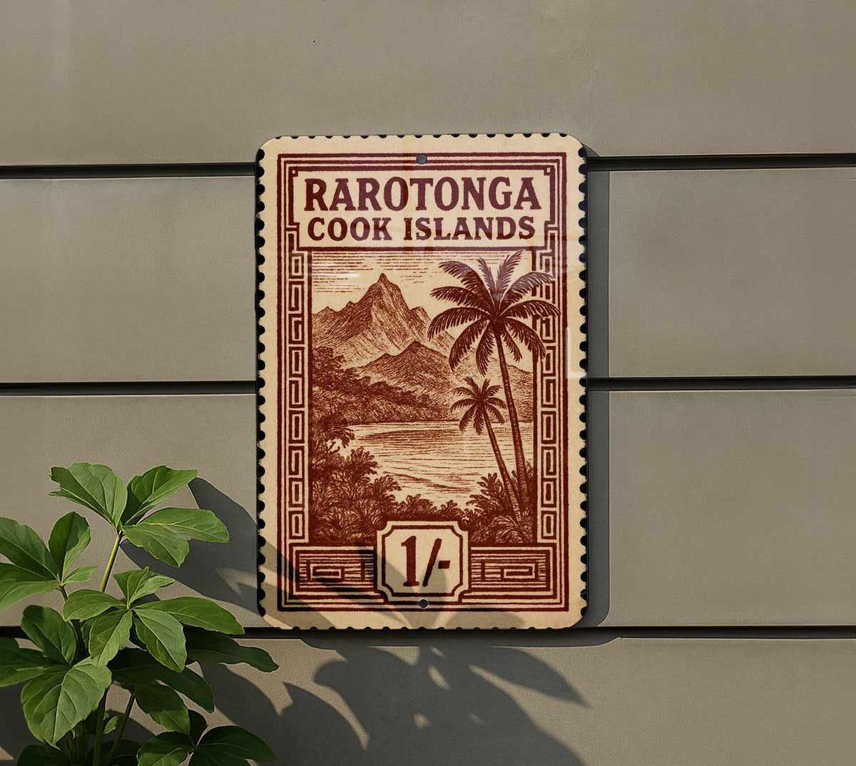 Rarotonga Cook Islands Stamp Art Metal Sign – Vintage Travel Poster Style Wall Decor for Home or Office — photo 5