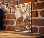 Red Deer Metal Sign | Rustic Wildlife Wall Art | Stamp Style Deer Decor for Cabin, Lodge, or Man Cave — photo 2