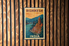 Rishikesh India Stamp Style Art Metal Sign – Vintage Travel Poster Decor, Wall Art for Home or Office — photo 1