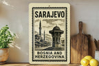 Sarajevo Bosnia Metal Sign – Vintage Stamp Style Wall Art, Rustic Travel Decor, Bosnia and Herzegovina Souvenir Gift — photo 2