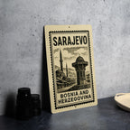Sarajevo Bosnia Metal Sign – Vintage Stamp Style Wall Art, Rustic Travel Decor, Bosnia and Herzegovina Souvenir Gift — photo 4