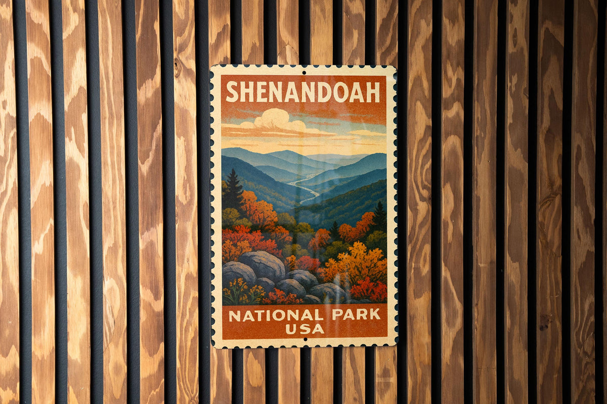 Shenandoah National Park Metal Sign – Vintage Stamp Style Wall Art, Rustic Outdoor Nature Decor, National Park Souvenir Gift — photo 1