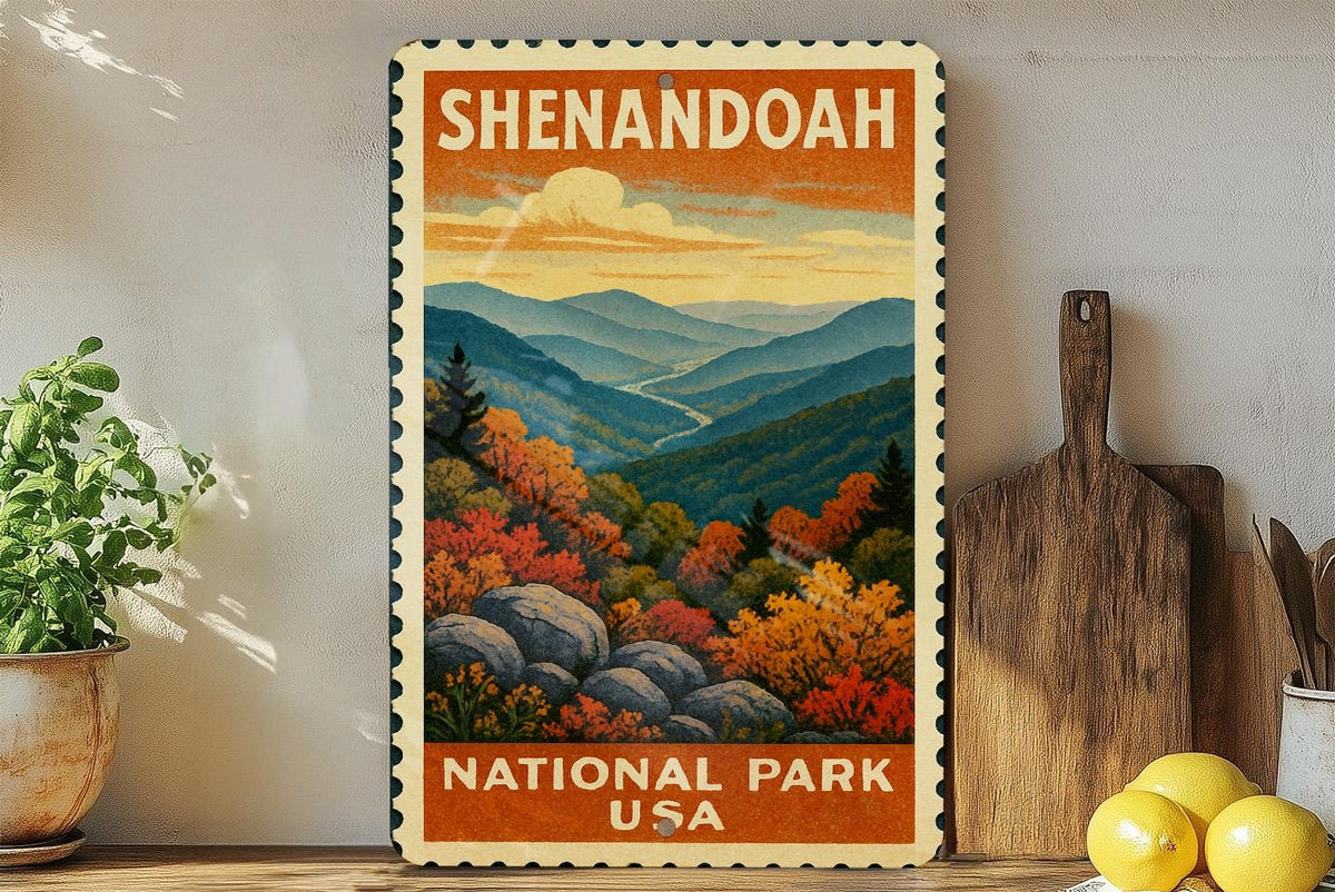 Shenandoah National Park Metal Sign – Vintage Stamp Style Wall Art, Rustic Outdoor Nature Decor, National Park Souvenir Gift — photo 2