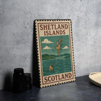 Shetland Islands Scotland Metal Sign – Vintage Stamp Style Wall Art, Rustic Travel Decor, Scottish Souvenir Gift — photo 4