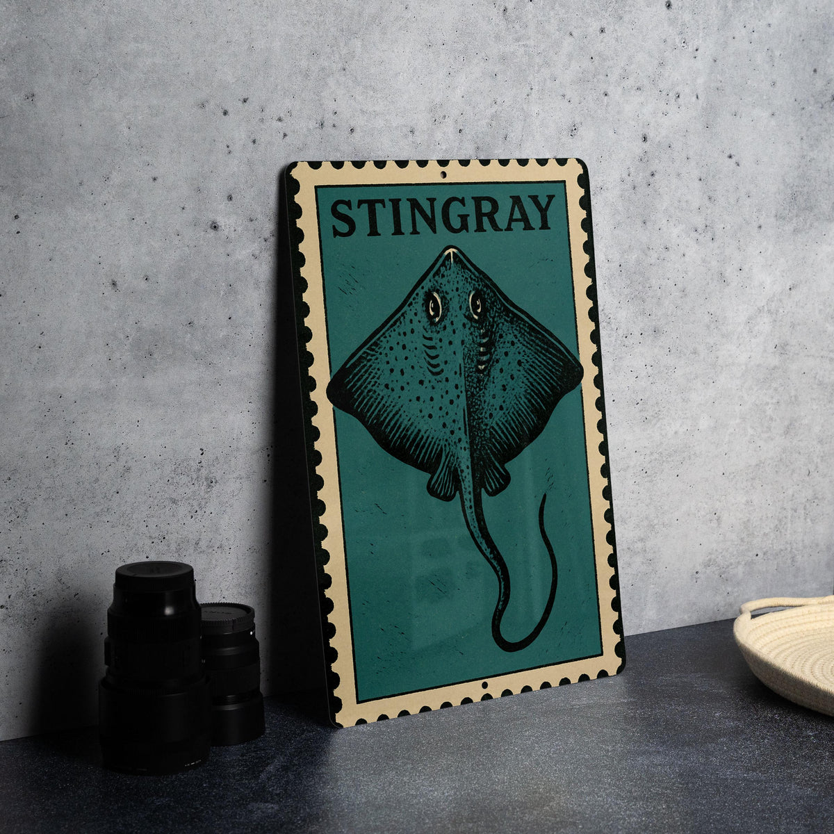 Stingray Metal Sign – Vintage Stamp Style Wall Art — photo 4