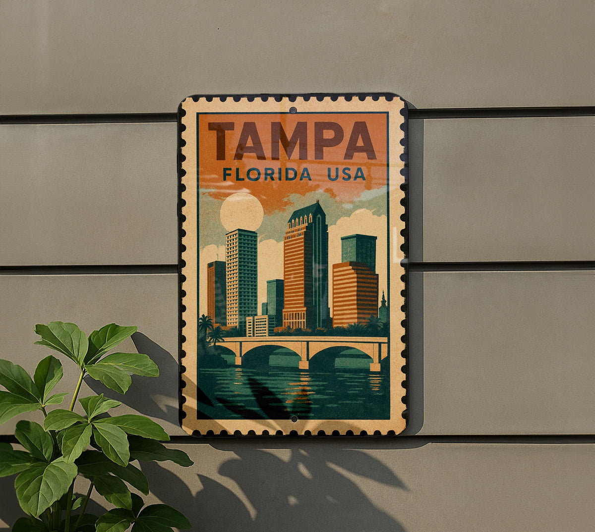 Tampa Florida Metal Sign – Vintage Stamp Style Wall Art, Retro Travel Decor for Home, Office, or Man Cave — photo 5