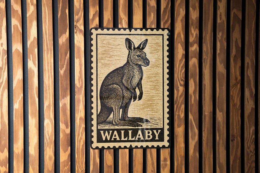 Wallaby Stamp Style Metal Sign – Vintage Wall Art for Home, Rustic Animal Decor, Australian Wildlife Poster — photo 3