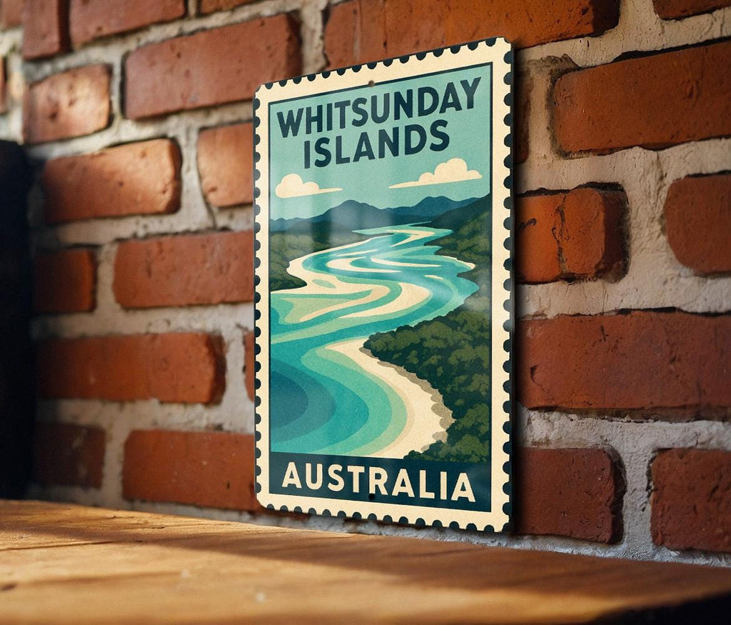Whitsunday Islands Australia Metal Sign – Vintage Travel Stamp Style Wall Art for Home, Bar, Office, Beach Decor — photo 1