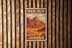 Wadi Rum Jordan Metal Sign – Stamp Style Travel Wall Art, Desert Landscape Home Decor, Rustic Vintage Tin Sign — photo 3