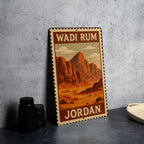 Wadi Rum Jordan Metal Sign – Stamp Style Travel Wall Art, Desert Landscape Home Decor, Rustic Vintage Tin Sign — photo 4