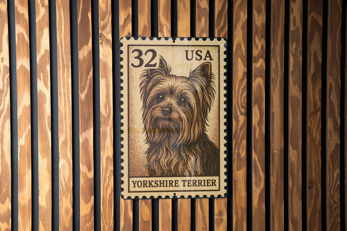 Yorkshire Terrier Metal Sign – Vintage Stamp Style Dog Wall Art for Home, Porch, Kennel, Rustic Pet Decor Gift — photo 2