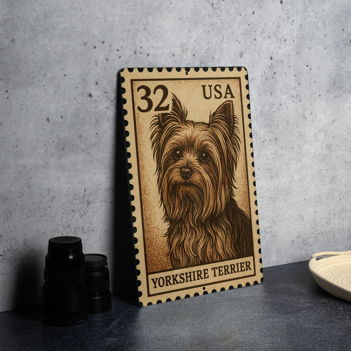 Yorkshire Terrier Metal Sign – Vintage Stamp Style Dog Wall Art for Home, Porch, Kennel, Rustic Pet Decor Gift — photo 4